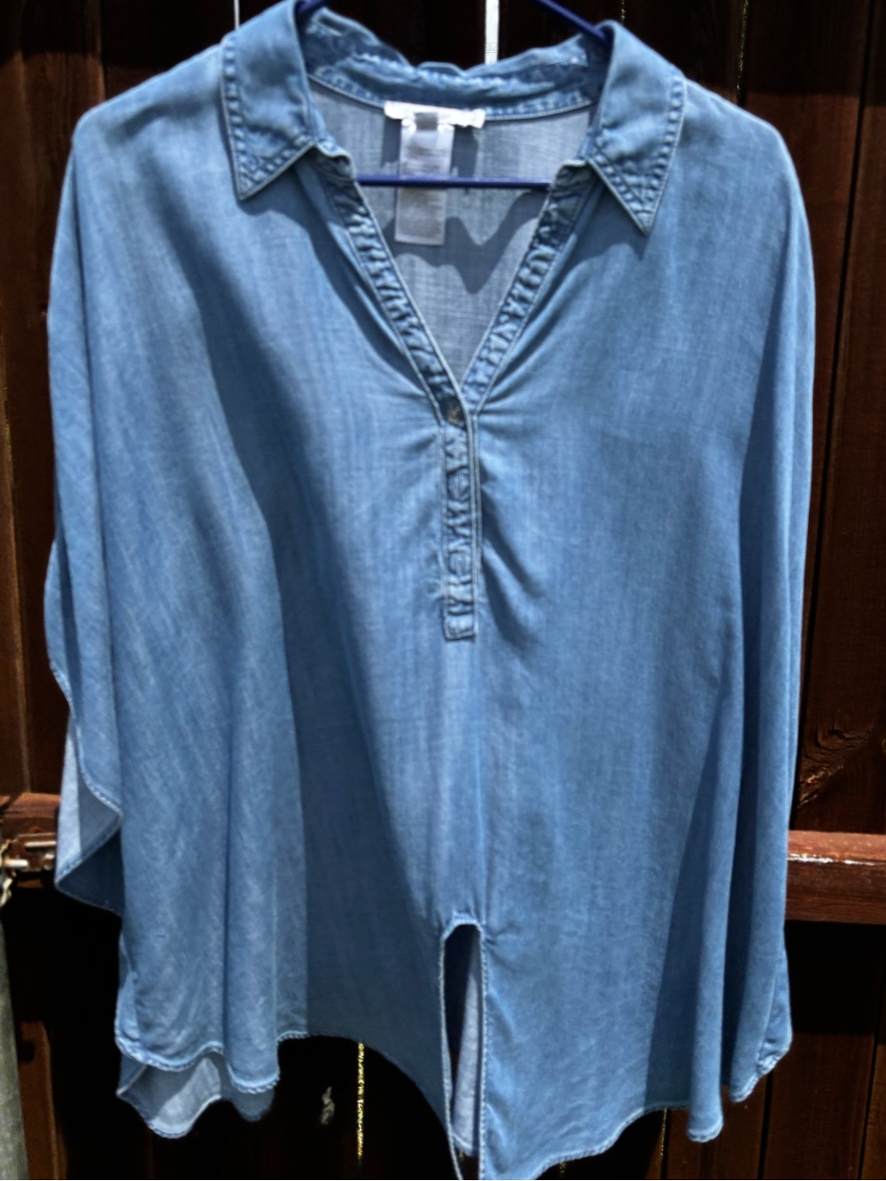 Light Blue Women's Denim Tie front top. EUC